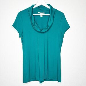 Kenneth Cole Green Cowl Neck Pleated Front Top S